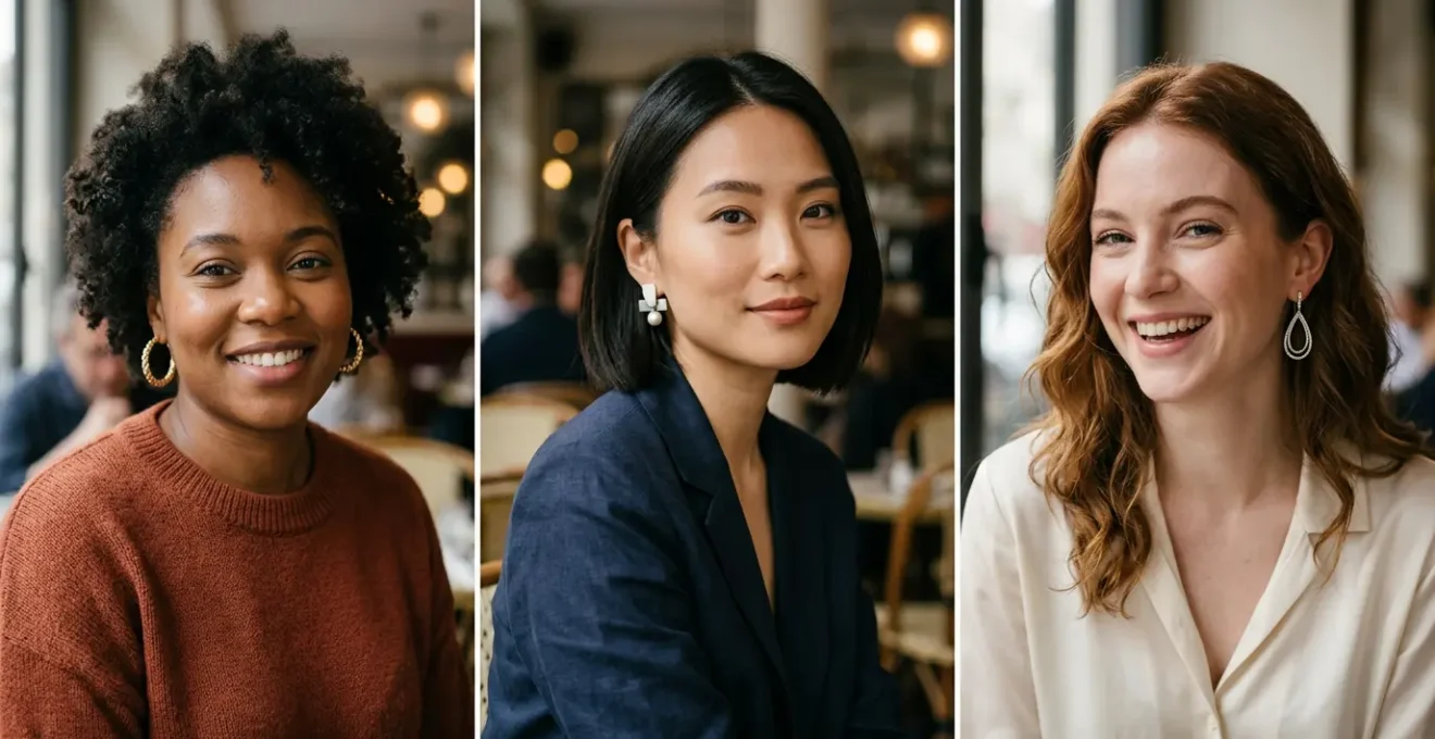 Portraits de femmes aux morphologies variées portant des boucles d'oreilles adaptées à leur forme de visage