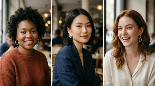 Portraits de femmes aux morphologies variées portant des boucles d'oreilles adaptées à leur forme de visage