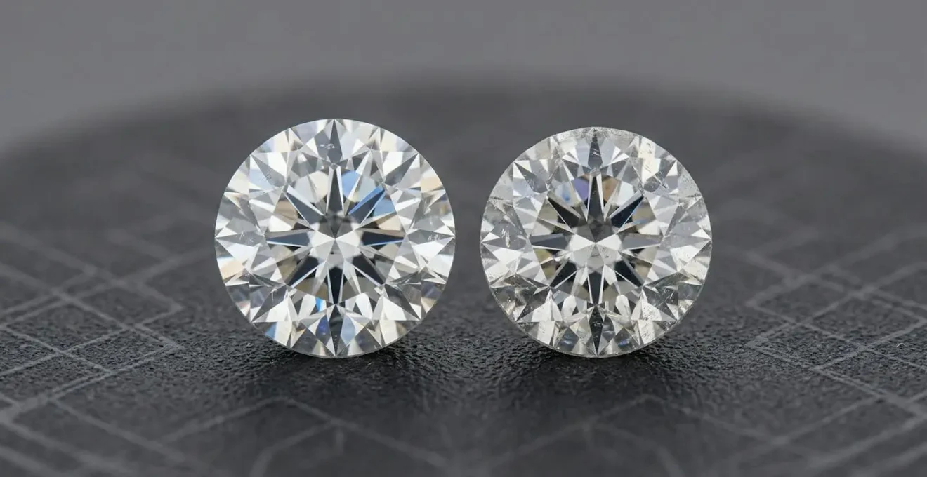 Vue comparative de deux diamants de 0,90 et 1,00 carat montrant la différence de diamètre minimale